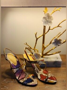 Alexandre Birman Multicolor Strappy Python High Heel Sandal 40.5